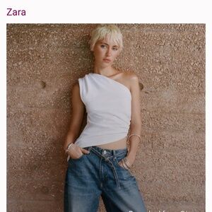 NWT Zara Asymetrical Ruched TShirt